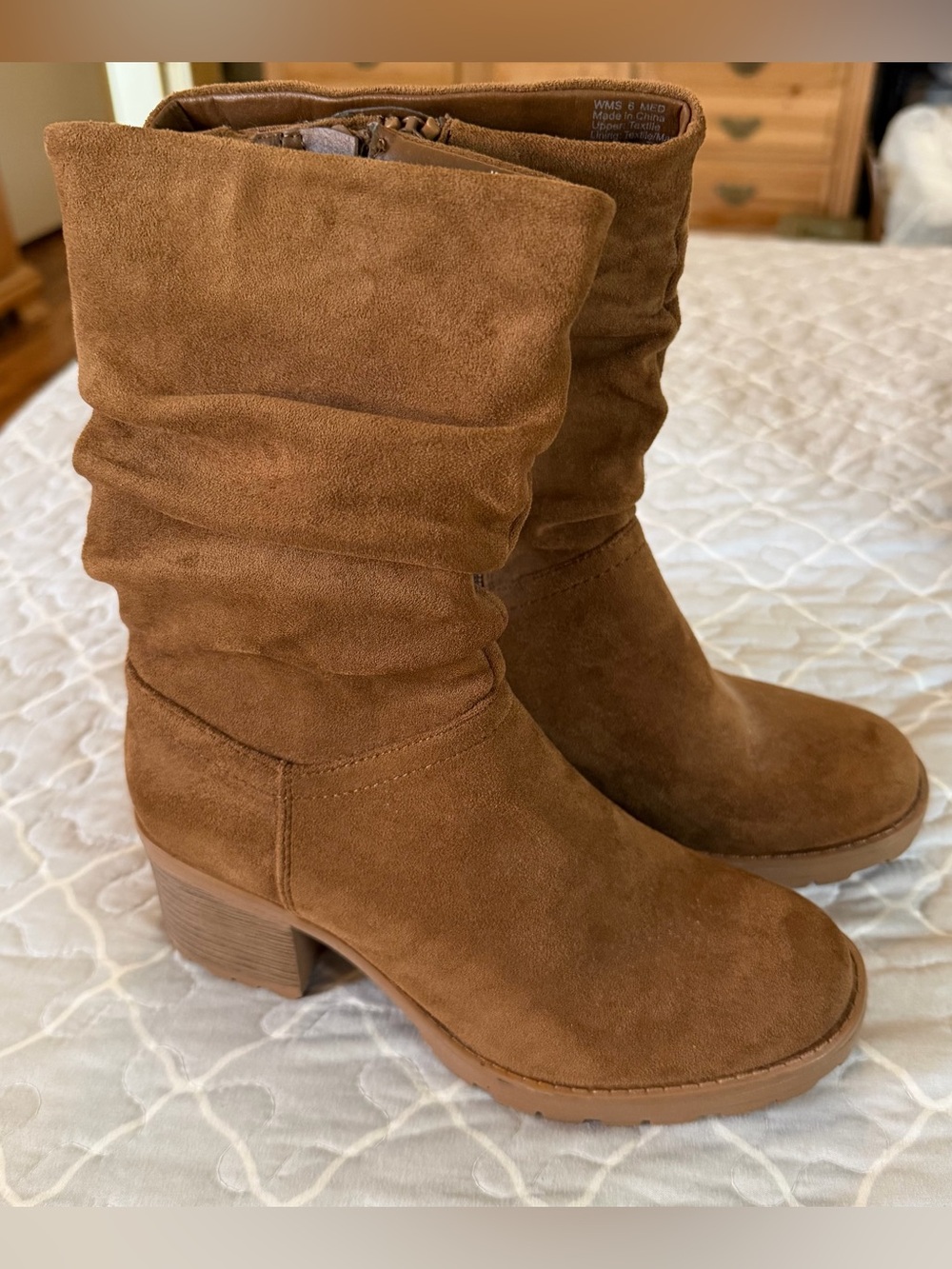 NEW Women’s Sonoma size 6M Brown Suede Slouch Mid-Calf Heeled Boots